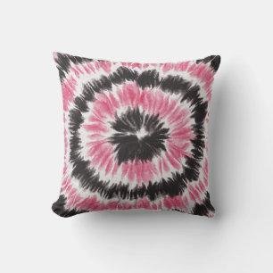 Pink Black Tie Dye Circle Cushion