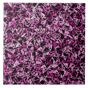 Pink Black Triangle Pattern Ceramic Tile