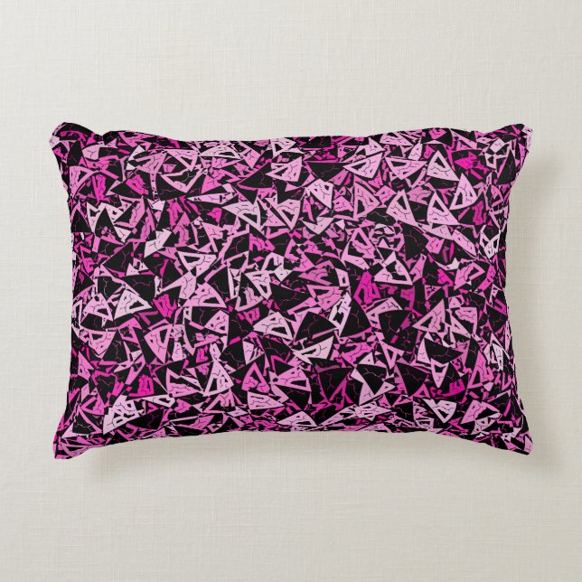 Pink Black Triangle Seamless Pattern Decorative Cushion (Front)