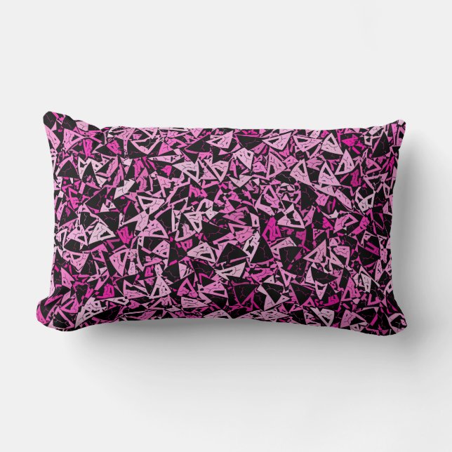 Pink Black Triangle Seamless Pattern Lumbar Cushion (Front)
