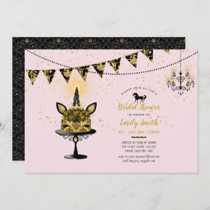 Pink Black Unicorn Bridal Shower Invites Gothic