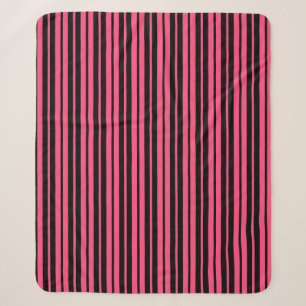 Pink Black Vertical Stripes Pattern Design Sherpa Blanket