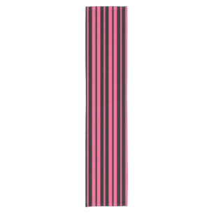 Pink Black Vertical Stripes Pattern Design Short Table Runner