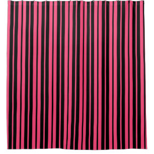 Pink Black Vertical Stripes Pattern Design Shower Curtain