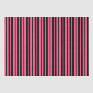 Pink Black Vertical Stripes Pattern Design Tissue Paper