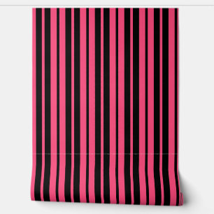 Pink Black Vertical Stripes Pattern Wallpaper
