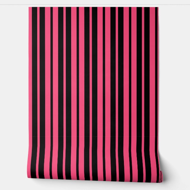 Pink Black Vertical Stripes Pattern Wallpaper (Unrolling)