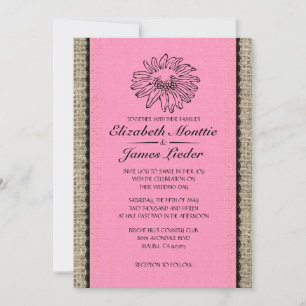 Pink & Black Vintage Lace Wedding Invitations