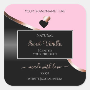 Pink Black Wavy Rose Gold Hearts Product Labels