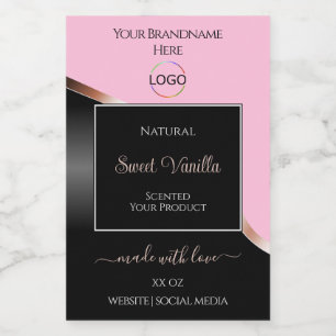 Pink Black Wavy Rose Gold with Logo Product Labels
