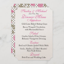 Pink/Black  WEDDING RECEPTION MENU