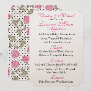 Pink/Black WEDDING RECEPTION MENU Invitation