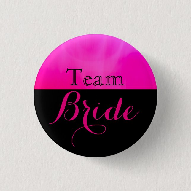 Pink & Black Wedding Team Bride 3 Cm Round Badge (Front)
