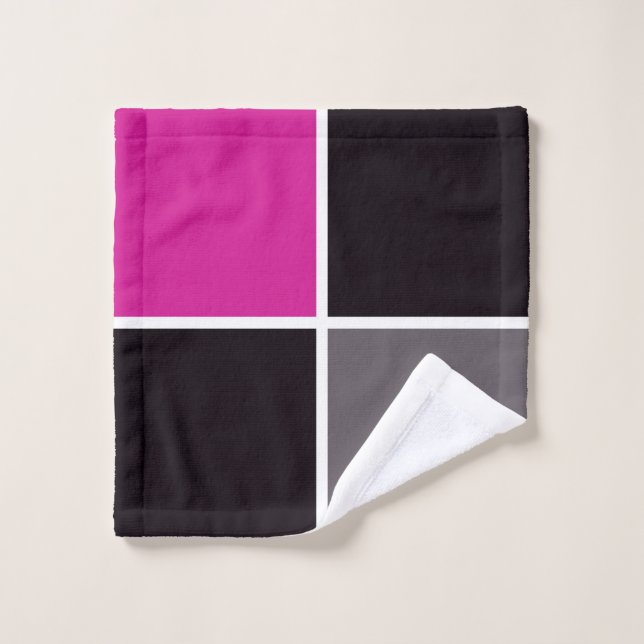 Pink, Black, White and Grey Squares Wash Cloth (Wash Cloth)