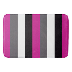 Pink, Black, White and Grey Stripes Bath Mat