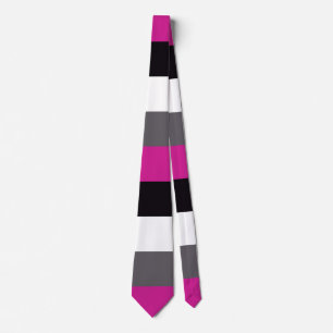 Pink, Black, White and Grey Stripes Tie