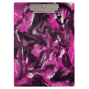 Pink, Black, White and Grey Swirls Clipboard