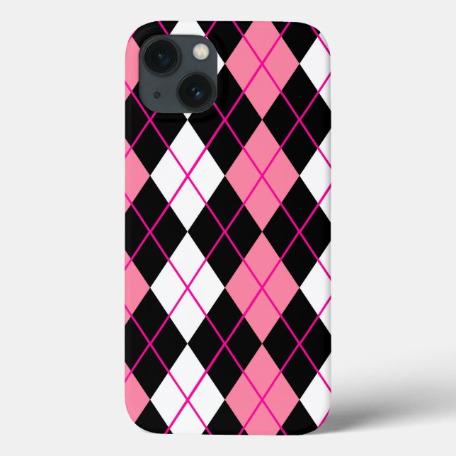 Pink Black White Argyle Diamond Design  Case-Mate iPhone Case (Back)