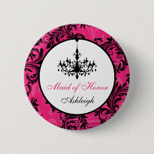 Pink Black White Chandelier Maid of Honour Pin