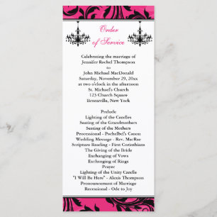 Pink Black White Chandelier Scroll Wedding Program