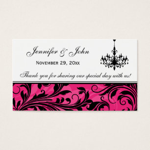Pink Black White Chandelier Wedding Favour Tag