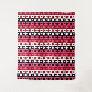 Pink Black White Circle Stars Stripes Design  Tapestry