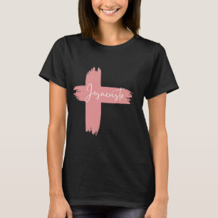 Pink black white Cross Jesucristo T-Shirt