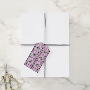 Pink Black White Curly Abstract Repeat Pattern Gift Tags