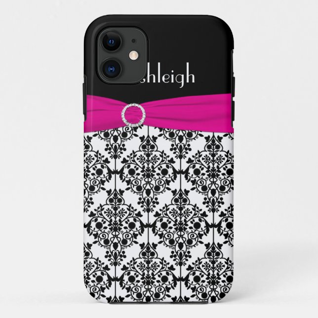 Pink, Black, White Damask iPhone 5 Case (Back)