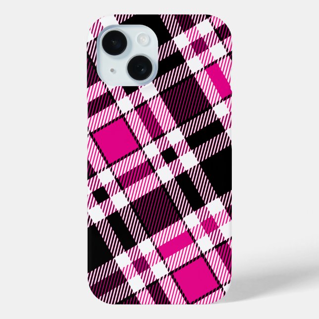 Pink Black White Flannel Tartan Pattern Design  Case-Mate iPhone Case (Back)