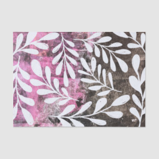 Pink Black White Floral Abstract Art Decoupage Tissue Paper