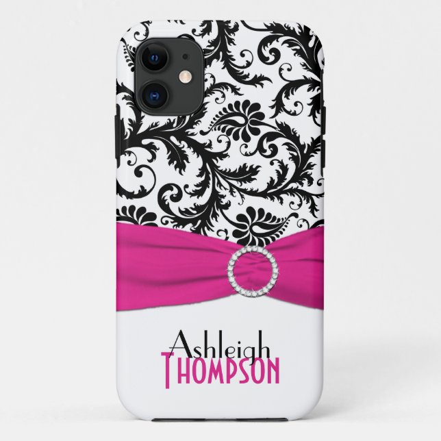 Pink, Black, White Floral Damask iPhone 5 Case (Back)