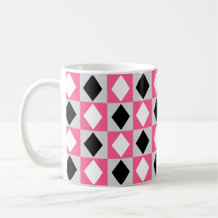 Pink Black White Geometric Rhombus Diamond Coffee Mug