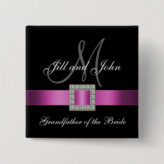 Pink, Black, White Grandfather of the Bride Pin (Front)