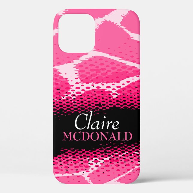 Pink black white graphic animal print Case-Mate iPhone case (Back)
