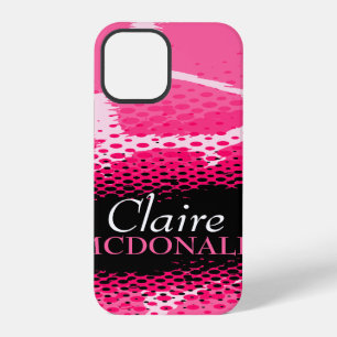 Pink black white graphic animal print iPhone 12 pro case