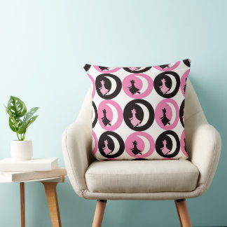 PINK BLACK & WHITE HALLOWEEN WITCHES CUSHION