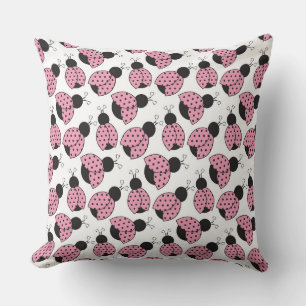 PINK BLACK WHITE LADYBUGS CUSHION