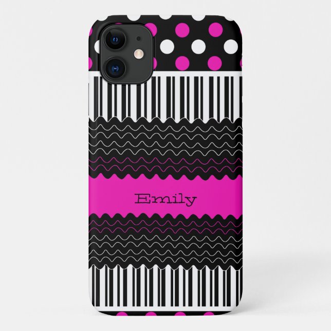 Pink, Black, & White Patterns  Case-Mate iPhone Case (Back)