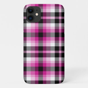 Pink Black White Plaid iPhone 11 Case