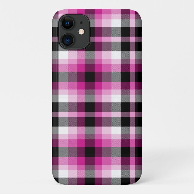 Pink Black White Plaid Case-Mate iPhone Case (Back)