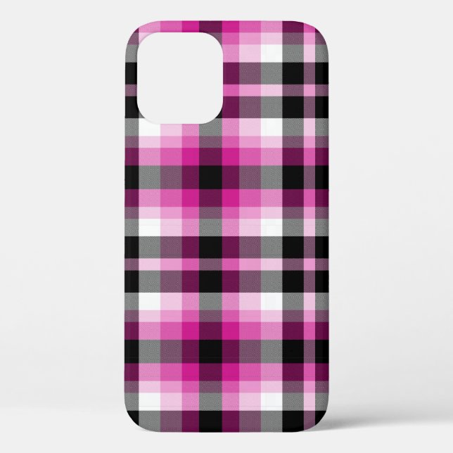 Pink Black White Plaid Case-Mate iPhone Case (Back)