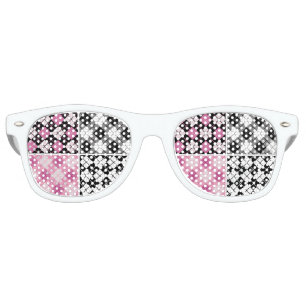 pink black white plaid girly cute pattern trendy retro sunglasses