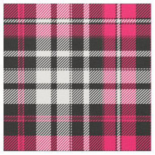 Pink Black White Plaid Tartan  Fabric