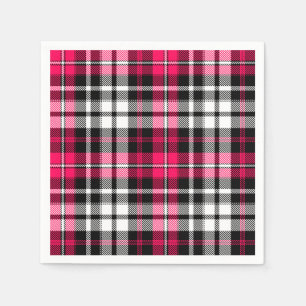 Pink Black White Plaid Tartan  Napkin