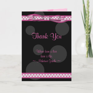 Pink Black White Polka Dot Wedding Thank You