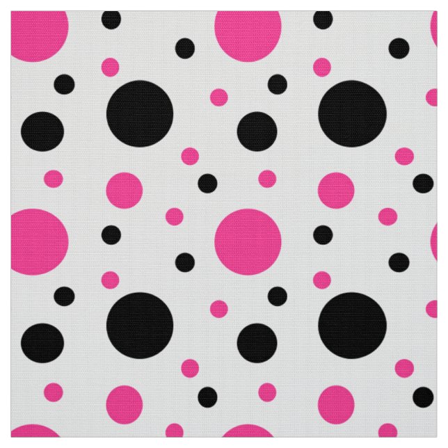 Pink Black White Polka Dots  Fabric (Swatch)