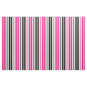 Pink Black White Stripes Pattern Design Fabric