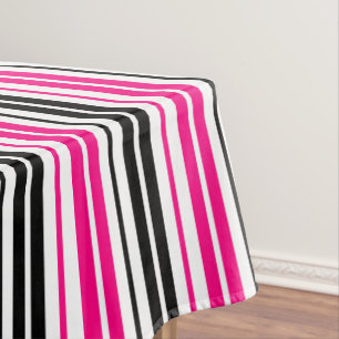 Pink Black White Stripes Pattern Design Tablecloth