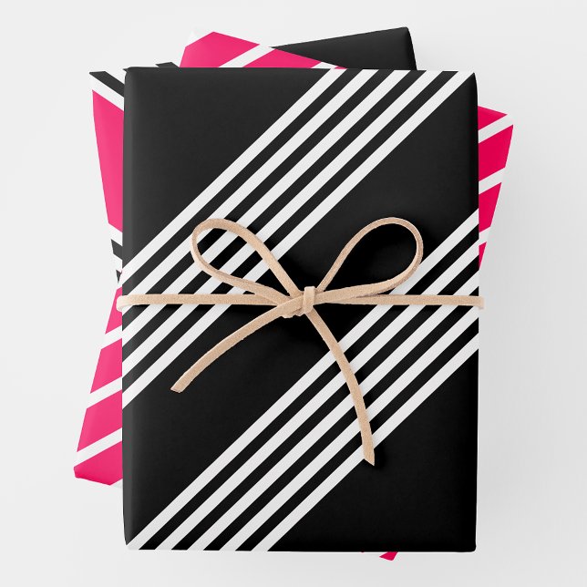 Pink, Black & White Wrapping Paper Sheet (Pink Gift Wrapping)